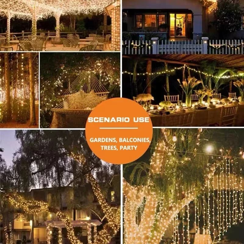 Fairy String Lights LED με Ηλιακή Ενέργεια, Αδιάβροχα, 8 Λειτουργίες