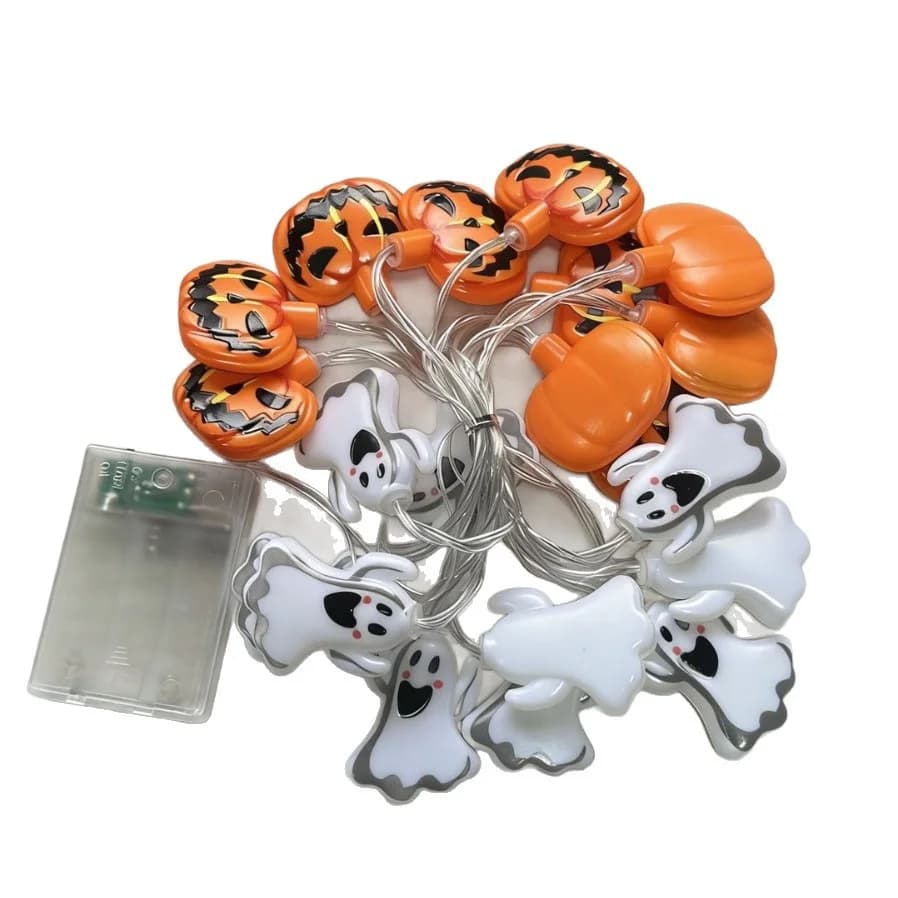 Φωτάκια Σειράς LED Halloween με Φαντάσματα και Κολοκύθες, Με Μπαταρία