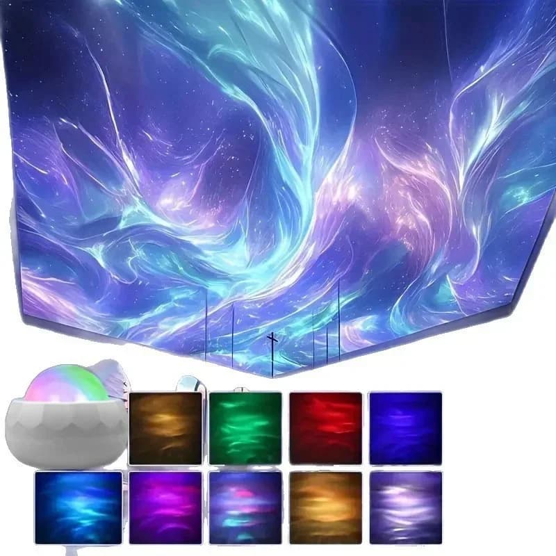 USB UFO Aurora Projector Νυχτερινός Φωτισμός, Πολύχρωμη Ατμόσφαιρα